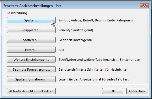 Spalteneinstellungen