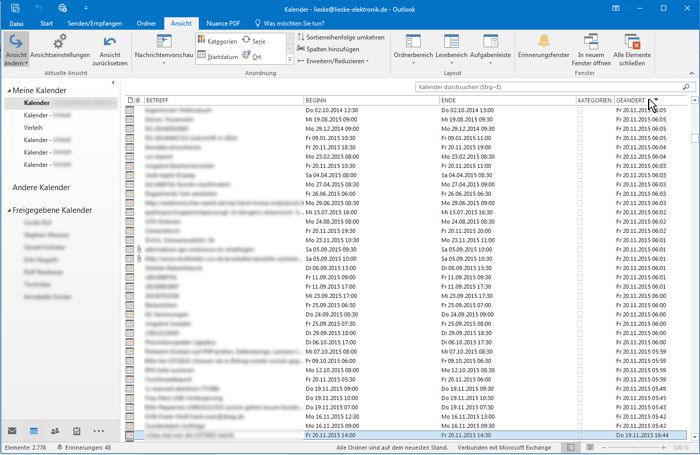 Nach Bearbeitungsdatum sorttieren