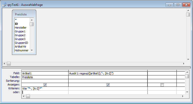 Access-Abfrage mit Regular-Expression
